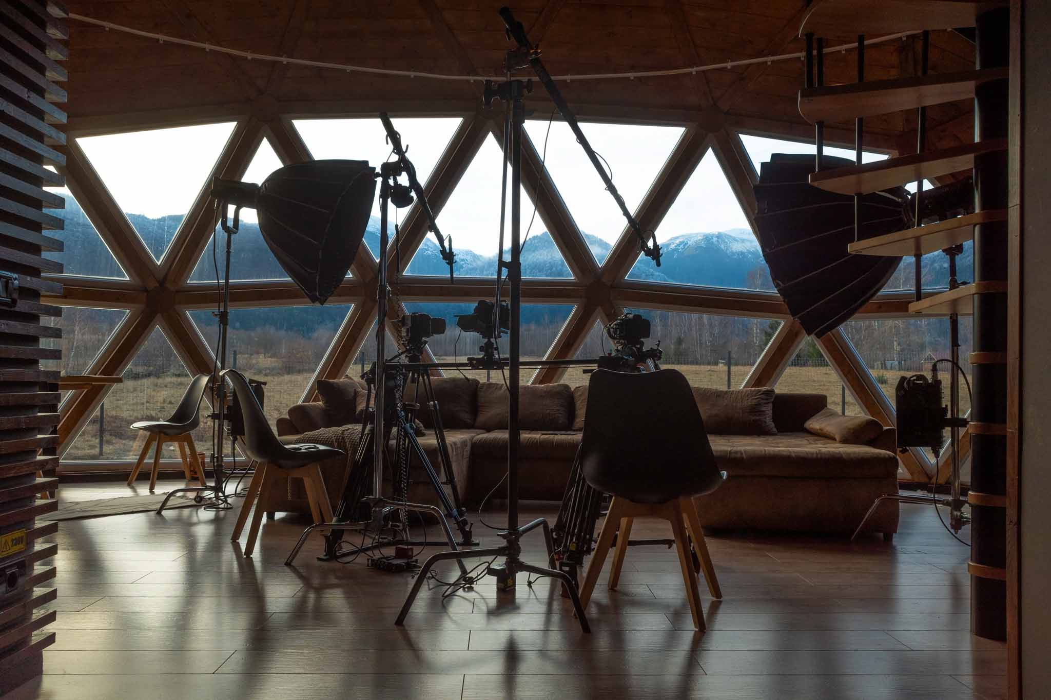Aufbau für ein Interview on Location